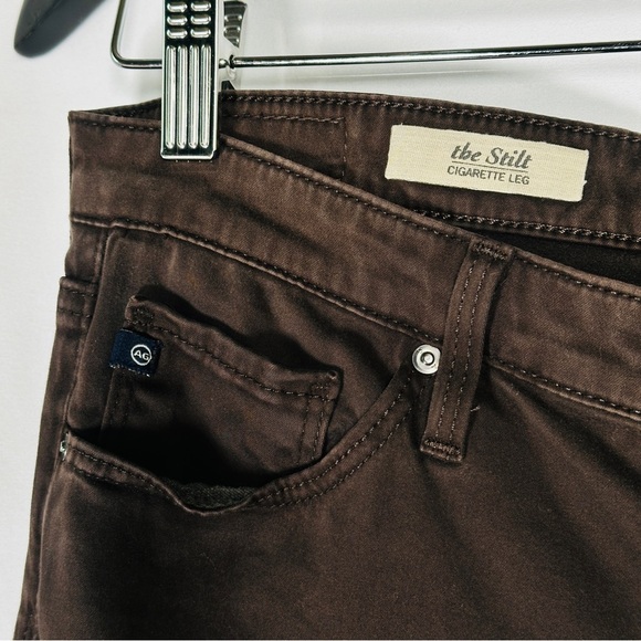 AG Adriano Goldschmied The Stilt Cigarette Leg Jeans Brown Stretch 28R - Picture 4 of 10